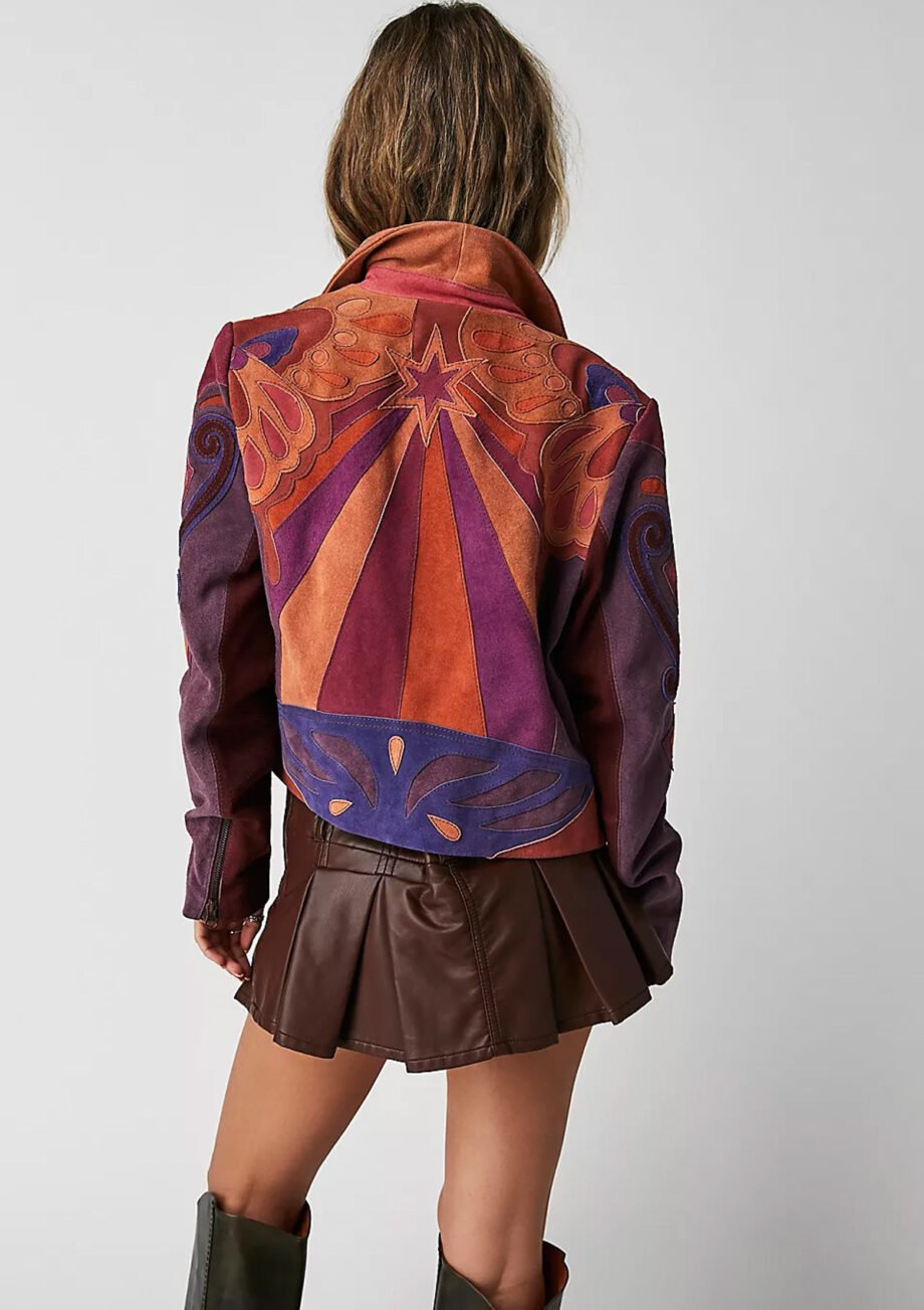 Cireno Women’s Multicolor Leather Jacket