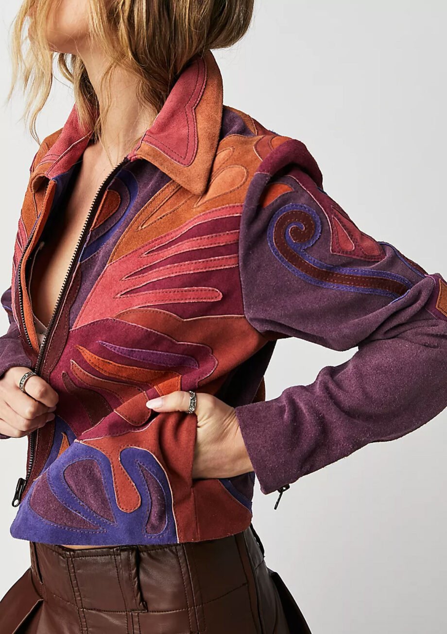 Cireno Women’s Multicolor Leather Jacket